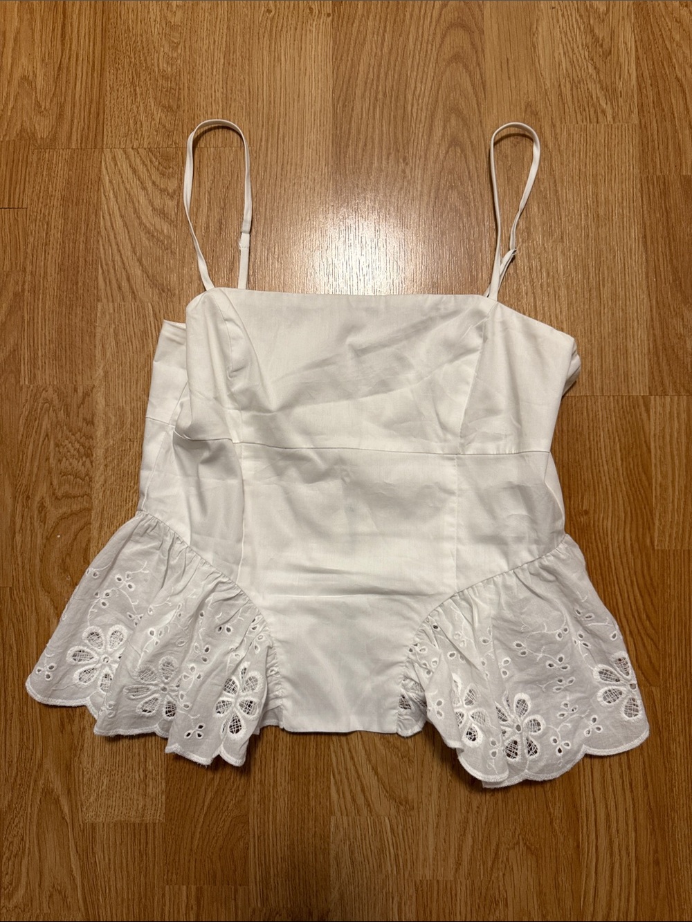 ASTR White Eyelet Peplum Camisole
